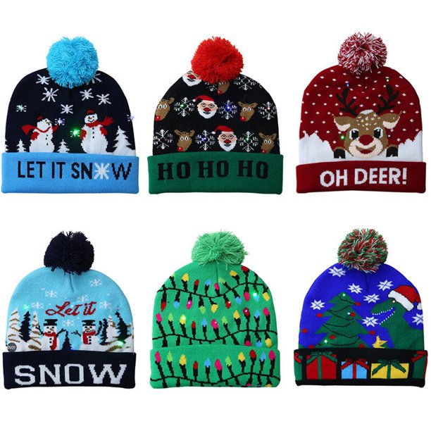 LED Knitted Christmas Hat Sweater Knitted Beanie Light Up Hat For Kids Adults Christmas Gifts Decor 2021 New Year Decoration1Fit adults children He Qiyong unisex