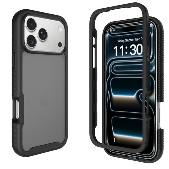 Becova Case for iPhone 18 Pro Max, Translucent Matte Hard Back Protective Case with Shockproof TPU Bumper, Anti-Slip Slim Lightweight Heavy Duty Protection Case, Black