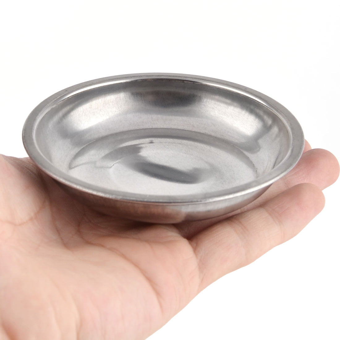Metal Round Shaped Soy Sauce Spice Dish Silver Tone 9cm Diameter 10 Pcs 