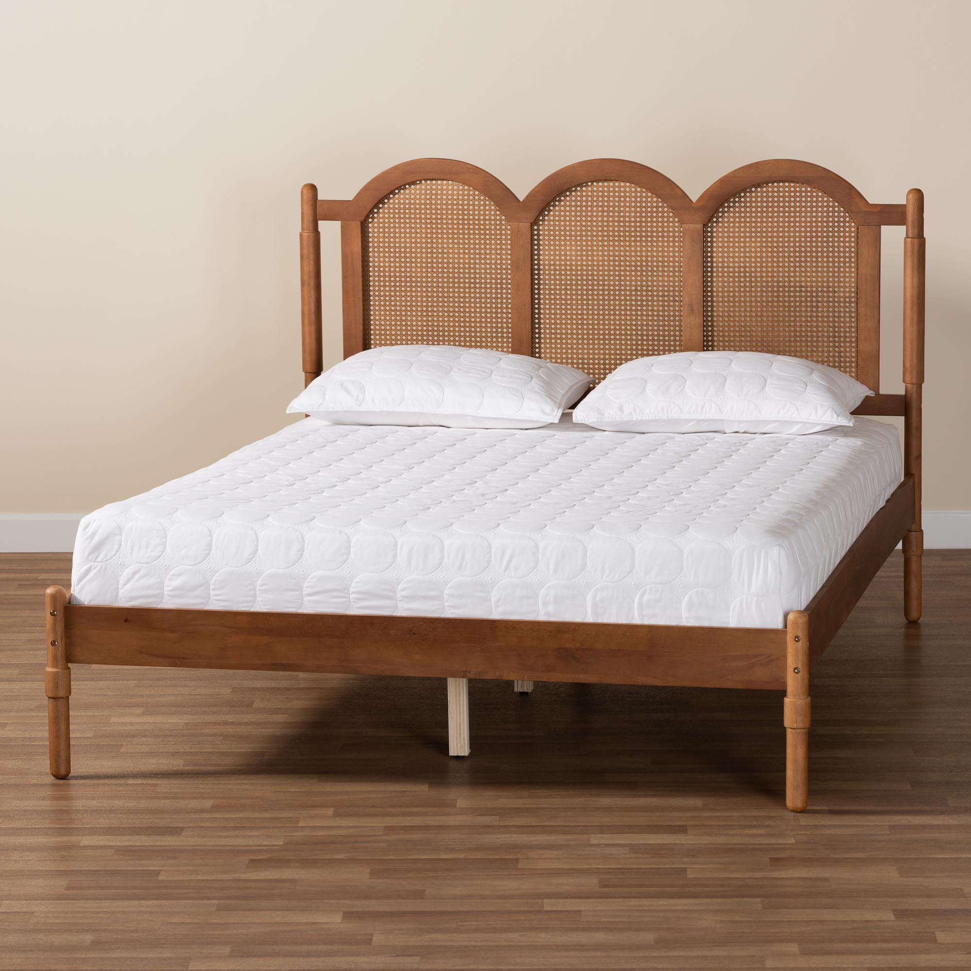 Baxton Studio Thatcher Mid-Century Platform Bed, Queen, Walnut Brown