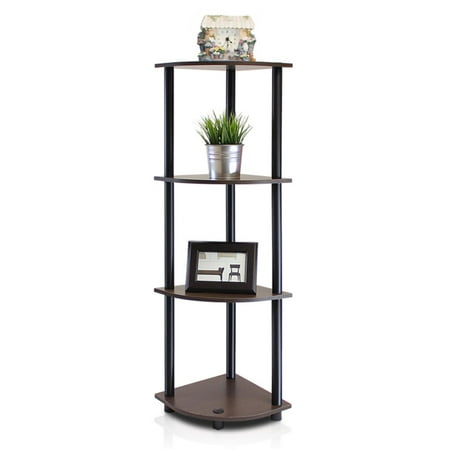 Slotted Display Shelf - Furinno Turn-N-Tube 4-Tier Corner Display Rack Multipurpose Shelving Unit, Multiple Colors