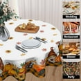 thumbnail image 3 of Fall Tablecloth 60 Inch Round Thanksgiving Orange Pumpkin Truck Gnome Buffalo Plaid Table Cloth Autumn Harvest Polyester Table Cover for Holiday Party Dining Room Home Decor, 3 of 6