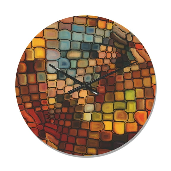 Designart 'Dreaming of Colored Stained Glass ' Modern Wood Wall Clock