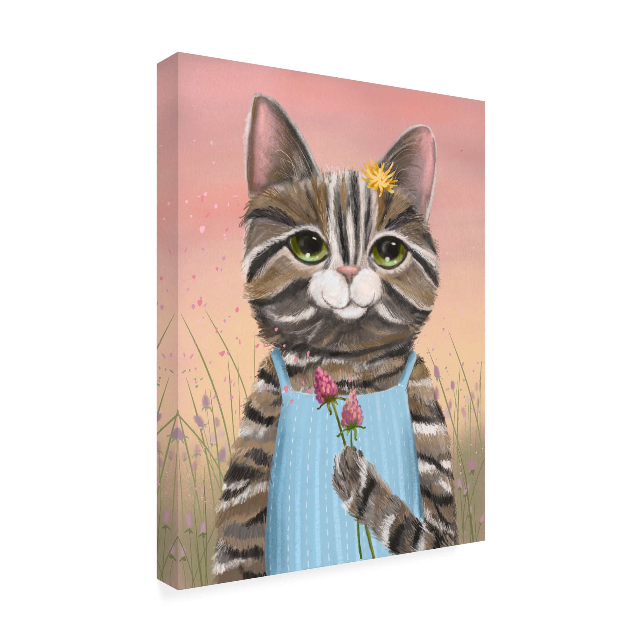 Canvas Wall Art - Christine Rotolo 'Wildflower Cats 1' Wall Art for Living Room, Bedroom, or Office Décor by Trademark Fine Art - 24 x 32 Inches