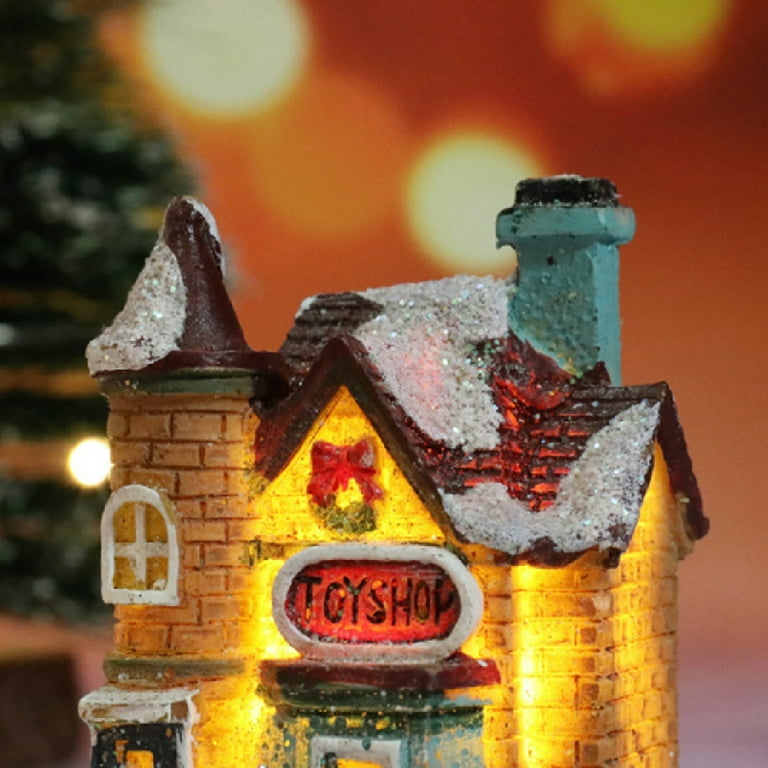 Visland Christmas Winter Village Houses, with LED Light Up, Mini