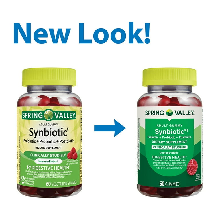 2 pack) Spring Valley Synbiotic Vegetarian Gummies for Digestive