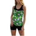thumbnail image 4 of Womens Tankini Bathing Suits Two Piece Hawaii Swimwear with Shorts Slimming Cute Floral Print Popular Tankini Swimsuits Green Swimsuits,Size S-2XL, 4 of 8