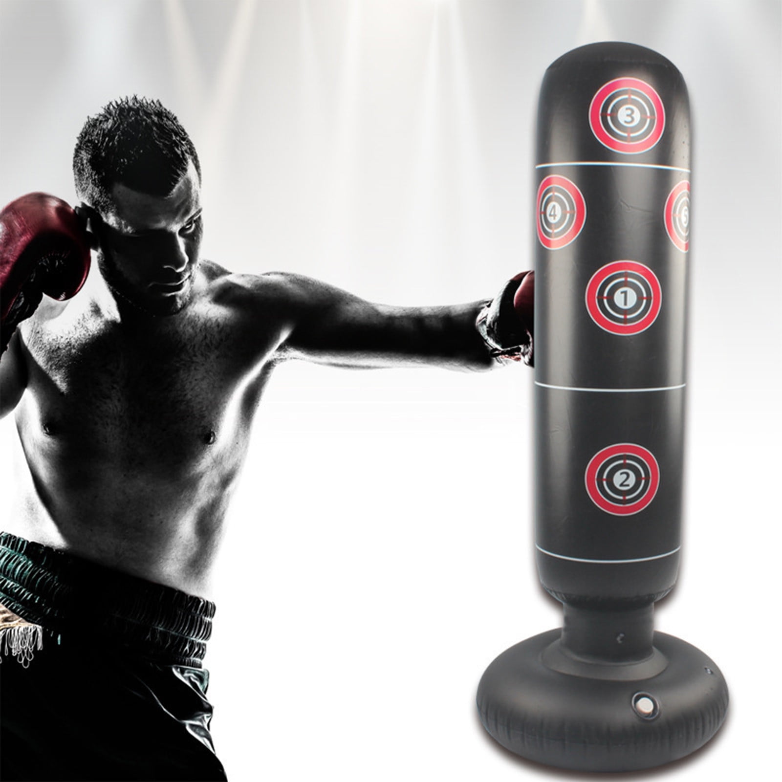 Qonioi Inflatable Punching Bag, Freestanding Boxing Bag for Kids Adults, Youth Punching Bag with Stand, Kickboxing Training Equipment for Home Gym Stress Relief