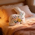 thumbnail image 5 of Chanana Floral Bunny Decorative Pillow, Multicolor, 14" x 14", Embroidered Floral Patterns Cushion Soft Velvet Easter Rabbit Shaped Decorative Pillow for Couch Living Room Bed, 5 of 6