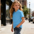 thumbnail image 6 of Scyoekwg 3 Pack Boys Short Sleeve Shirt Cotton Solid Color Casual School Uniform Tee Loose Fit Breathable Sports Top (Blue,8 Years), 6 of 8