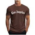 thumbnail image 3 of UVEASISHA Mens Fashion T-Shirts Short Sleeve Cotton Blend Lightweight Workout Shirts Crew Neck Casual Letter Print Graphic Tees Brown 3XL, 3 of 6