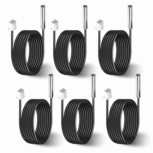 6 Pcs 10K Temperature Sensor Probe, 1 Meter Waterproof 10K Thermistor, Stainless Steel 3950 -Thermistor Sensor Probe