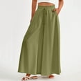 thumbnail image 6 of lmcalzta Boho Pants Women Wide Leg High Waisted Summer Casual Vacation Flowy Trousers with Pockets, 6 of 7