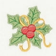 thumbnail image 2 of Linum Home Christmas Holly Embroidered White Turkish Cotton Hand Towel, 2 of 3