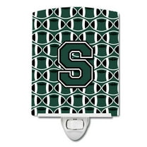 Letter S Football Green and White Ceramic Night Light
