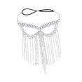 thumbnail image 1 of Máscara decorativa con borlas de diamantes de imitación para mujer, ideal para fiestas de disfraces y festivales de música. plata, 1 of 8