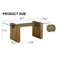 thumbnail image 5 of Modern minimalist transparent tempered glass coffee table and dining table, paired with wooden MDF, 5 of 5