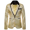 thumbnail image 3 of LoyisViDion Men's Autumn and Winter Personality Sequins Casual Suit Jacket Gold 12(XXL), 3 of 4