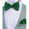thumbnail image 4 of Men's Green Bow Tie with Handkerchief Set Pre-Tied Style Formal Satin Classic Bowtie for Tuxedo Faux Silk, by Adam Young (Large, Juniper), 4 of 5