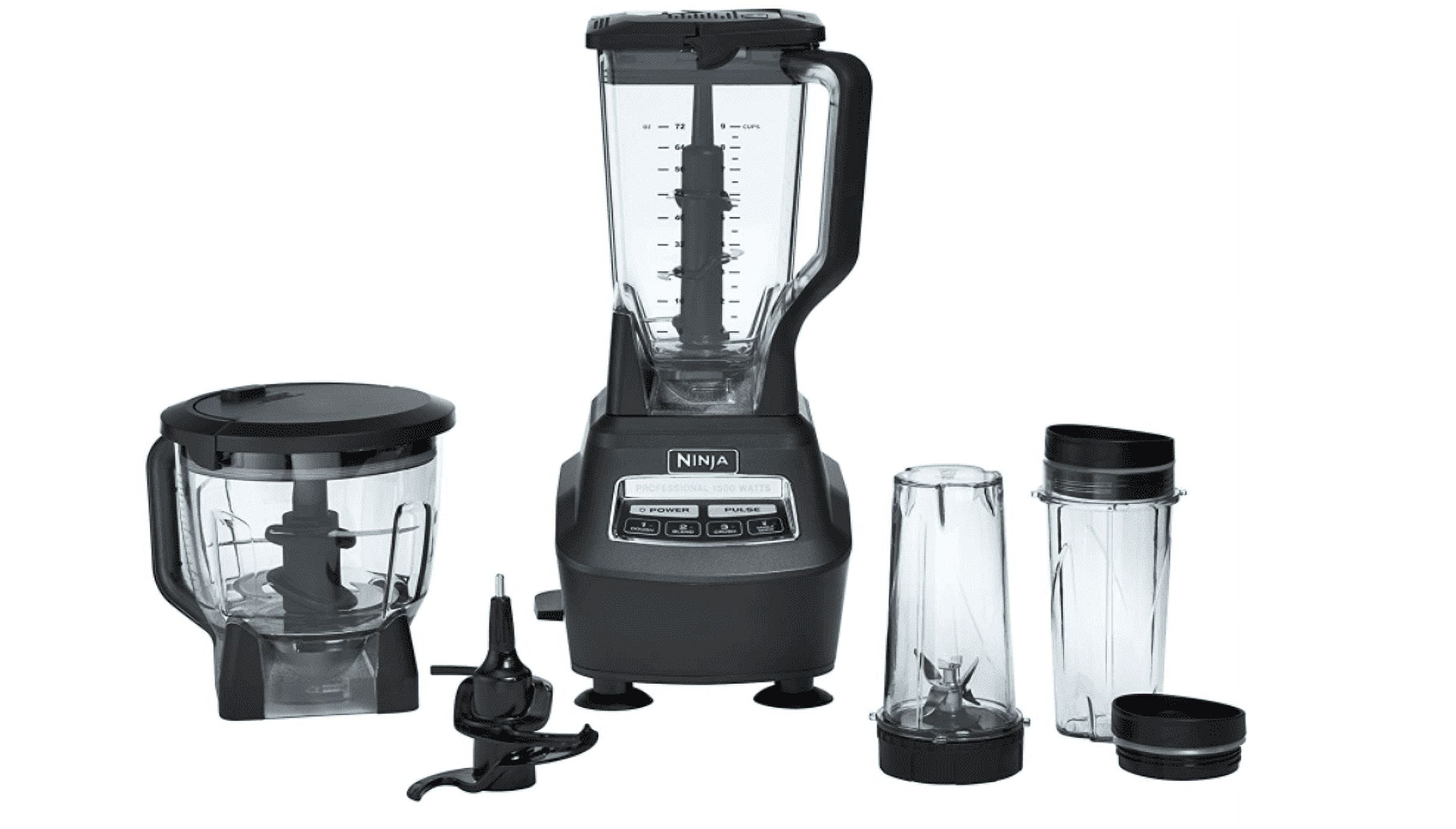 Ninja BL770 Mega Kitchen System, 1500W, 4 Functions for Smoothies,  Processing, Dough, Drinks & More, with 72-oz.* Blender Pitcher, 64-oz.  Processor Bowl, (2) 16-oz. To-Go Cups & (2) Lids, Black: Electric  Countertop Blenders 