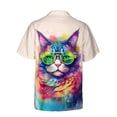 thumbnail image 2 of Hippie Maine Coon Portrait oil painting Watercolor Tie-dye Vintage Hawaiian Shirt Breathable Summer Unisex Merch Cat Lover Kitten Owner Gifts - 00015, 2 of 6