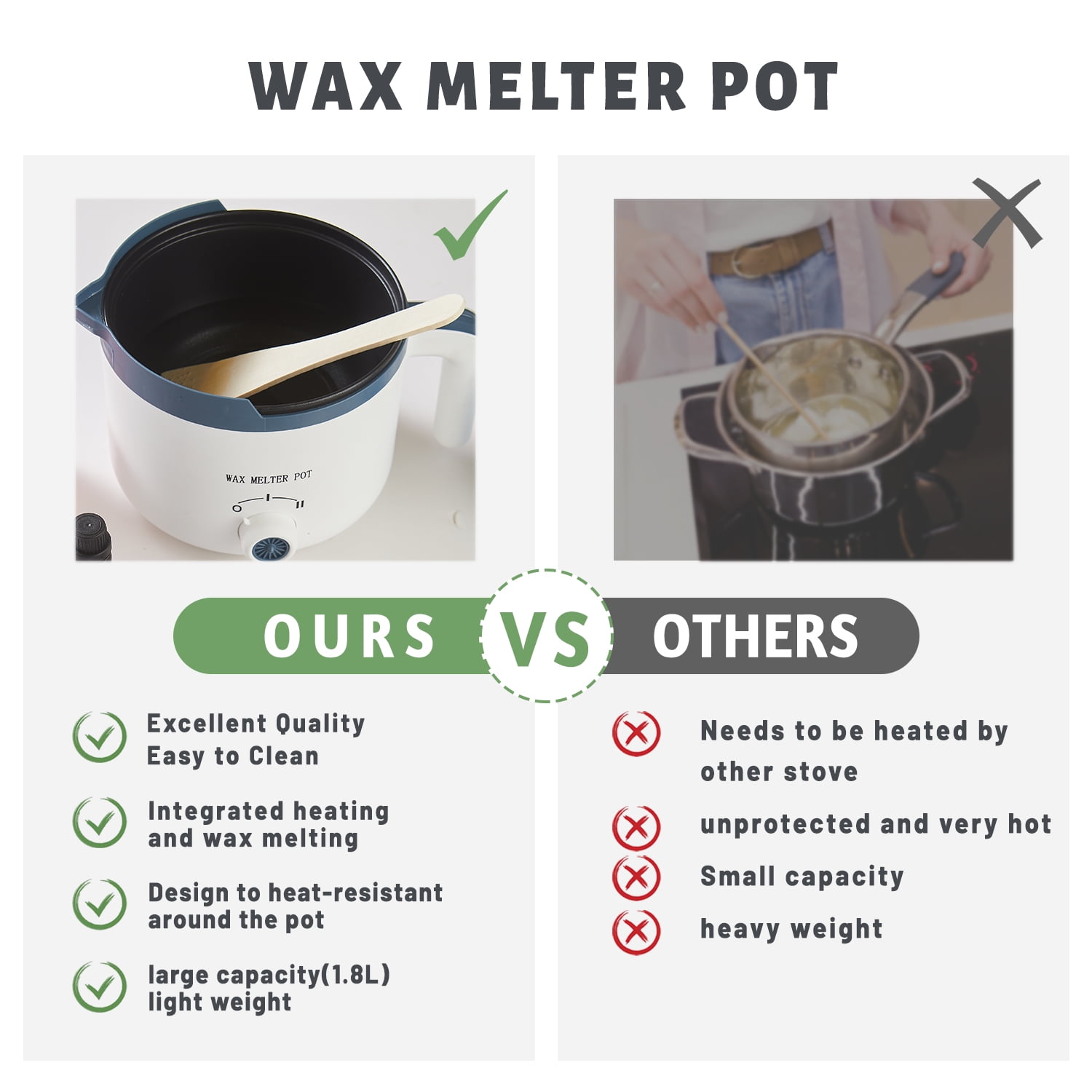 Electric Wax Melter Pot, Candle Making Pouring Pot DIY, Candle Making Supplies (Capacity 1.8L), Candle Making Pitcher Pot for beginners