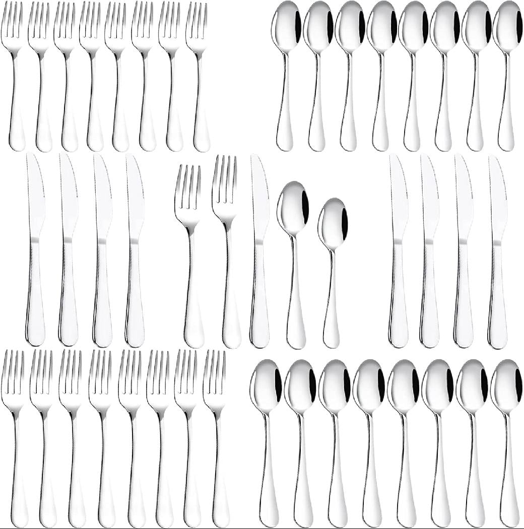 40Piece Silverware Set, Stainless Steel Flatware Sets for 8, Utensil Sets, Cutlery Set, Spoons