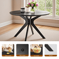 thumbnail image 3 of MAYEERTY 47" Solid Wood Round Dining Table, Intersecting Pedestal Base, Seats 4-6, Kitchen/Dining Room,Black, 3 of 5