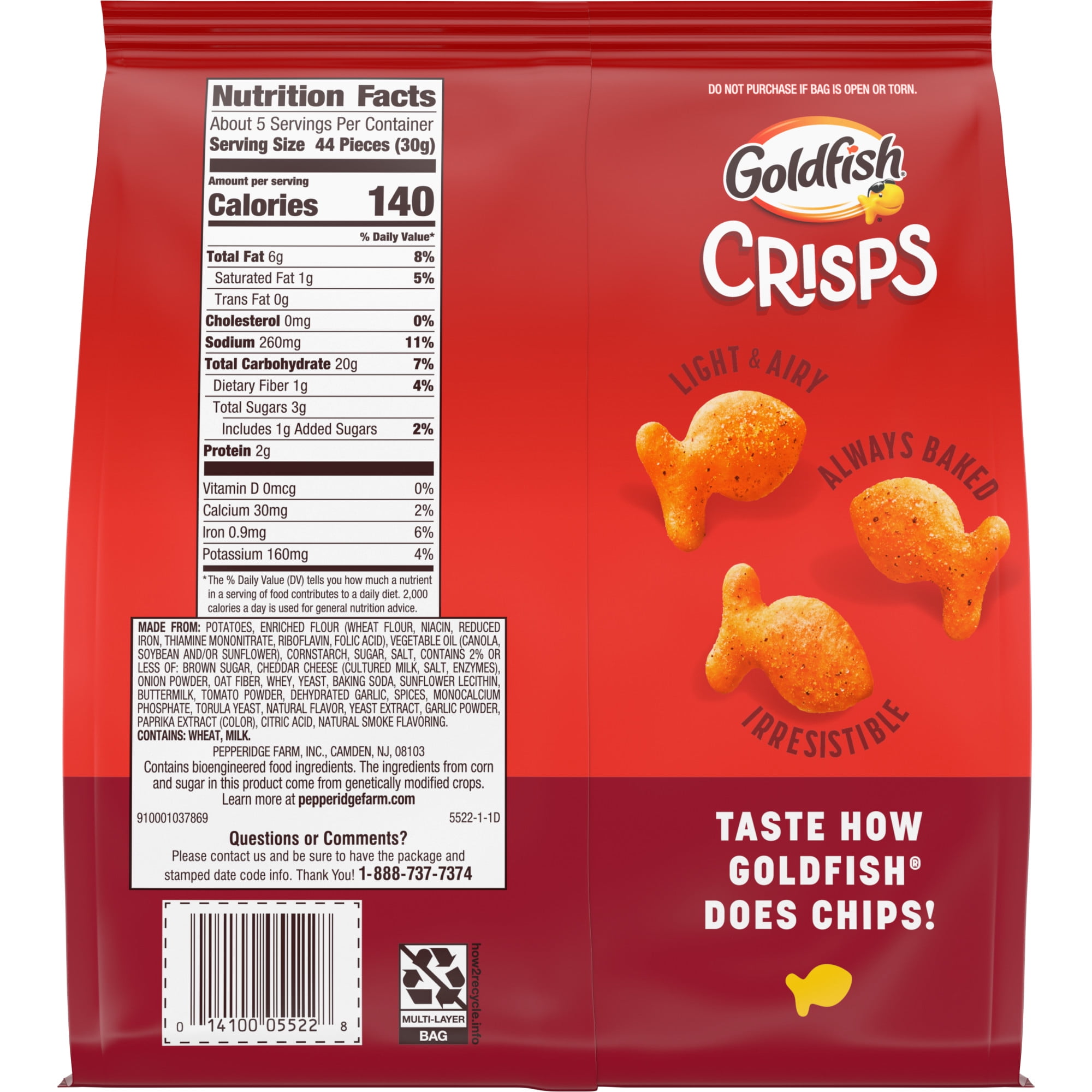 Goldfish Crisps Barbecue Flavored Baked Chip Crackers, 6.25 oz Bag