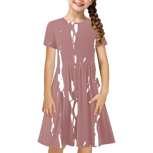 Robe pour Fille, Robe Décontractée Quotidienne Douce et Extensible à Tournoyer pour Tout-Petits/petites/grandes Filles Vêtements