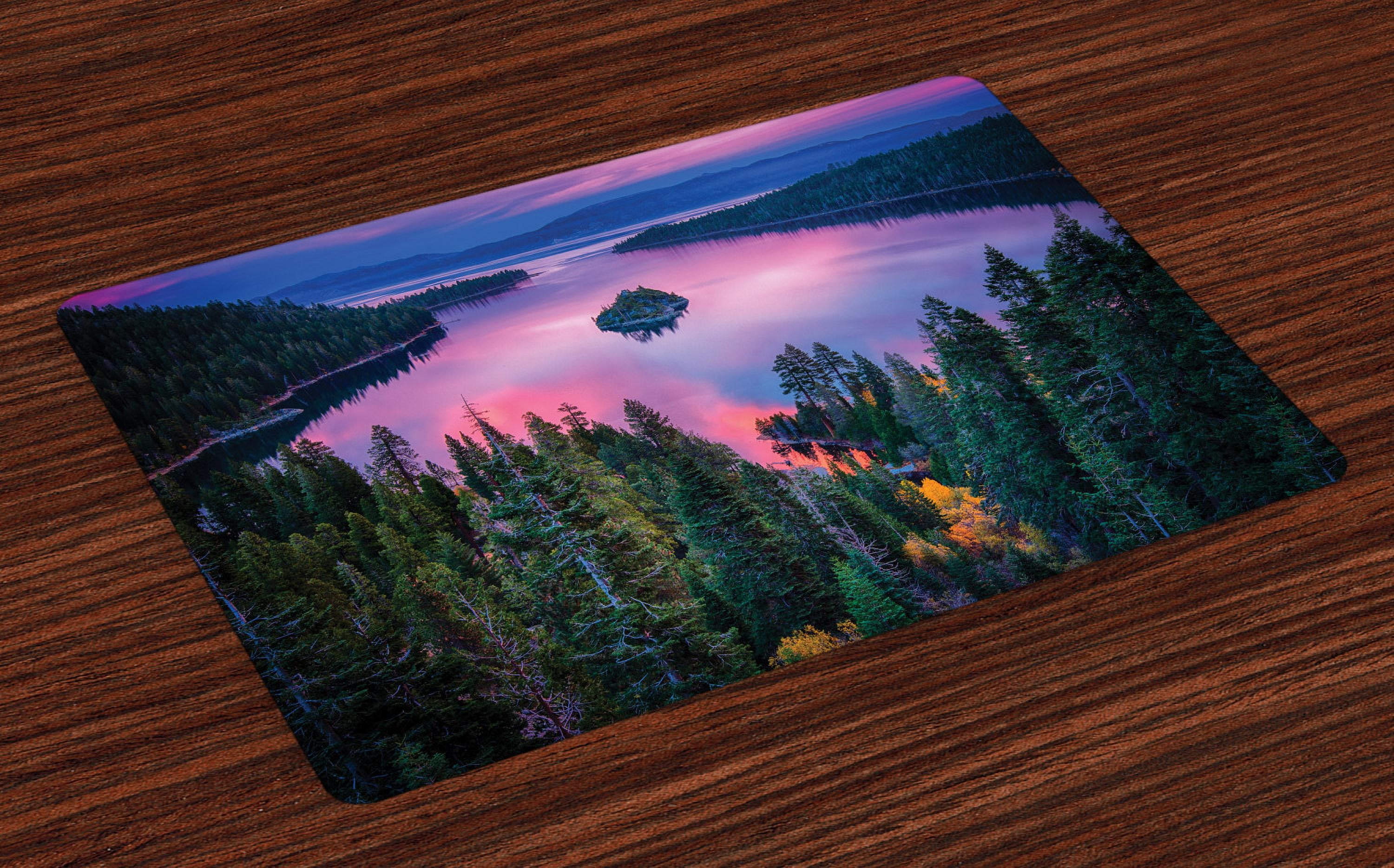 Lake Placemats Set of 4 High Angle Majestic View of North American