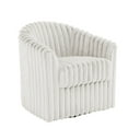 thumbnail image 6 of DREAMSIDEA Swivel Curved Accent Chair Set of 2, Faux Fur Swivel Chair for Living Room Gentle Swivel Barrel Sofa Chair,Ivory, 6 of 7