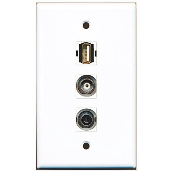 RiteAV - 1 Port USB A-A and 1 Port 3.5mm and 1 Port BNC Wall Plate