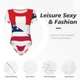 thumbnail image 6 of Uemuo USA Switzerland Pattern Women's One Piece Short Sleeve Swimsuit Rash Guard Surfing Modest Quick-drying Swimsuit Beach Essentials-X-Large, 6 of 9