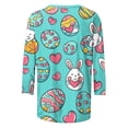 thumbnail image 5 of Ichuanyi Womens Easter Printed 3/4 Length Sleeve Tops Casual Loose Fit Crewneck T Shirts Cute Solid Three Quarter Length Tunic Tops, 5 of 7