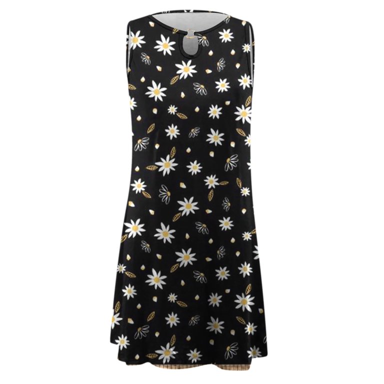 Womens Dresses 2023 Sleeveless Tank Short Dress Floral Print Fashion Comfy  Loose Keyhole Neck Casual Sundress - Walmart.com