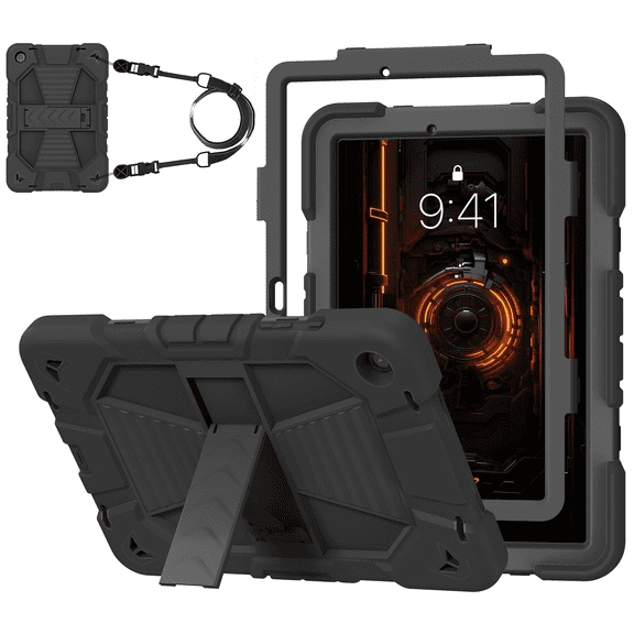 Kenke Case for Samsung Galaxy Tab A9 /A9 Plus 11 Inch 2023 (SM-X210/X216/X218), with Kickstand/Pencil Holder/Shoulder Strap, Heavy Duty Shockproof Rugged Protective Case, Black