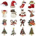 thumbnail image 2 of Broche de Navidad de Año Nuevo para mujer, muñeco de nieve, Papá Noel, árbol, ciervo, campana, sombrero, esmalte de diamantes de imitación, joyería bonita, regalos para niños, 2 of 4