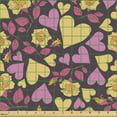 thumbnail image 2 of Valentine's Day Fabric by the Yard, Autumn Fall Season Toned Romantic Heart Love Shapes and Roses, Upholstery Fabric for Dining Chairs Home Decor Accents, Eggplant Mustard Pink by Ambesonne, 2 of 5