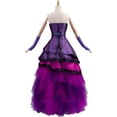 thumbnail image 4 of Women Princess Mal Purple Dress Fancy Halloween Party Evening Ball Gown with Gloves, 4 of 8