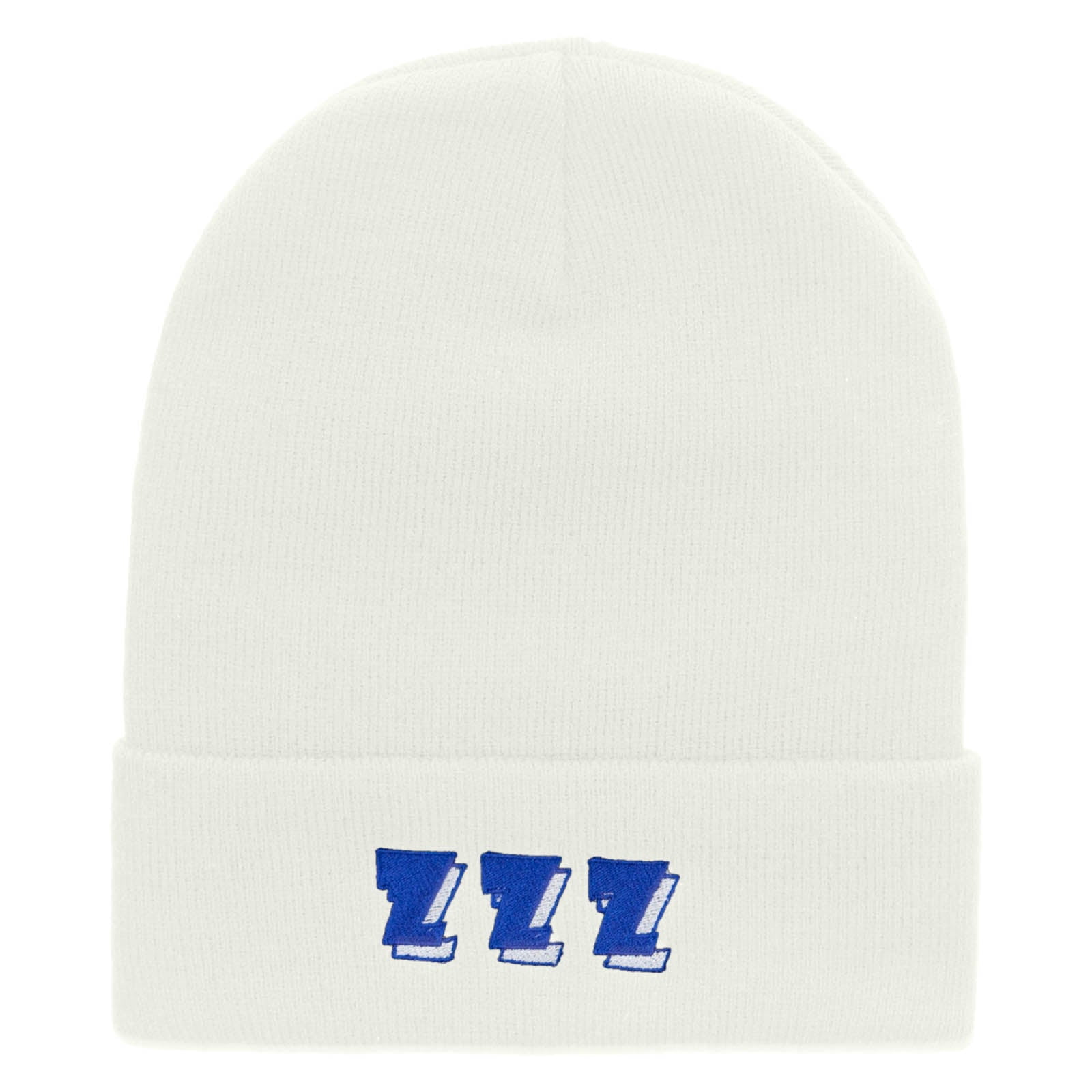 ZZZ Embroidered 12 Inch Long Knitted Beanie - White OSFM - Walmart.com