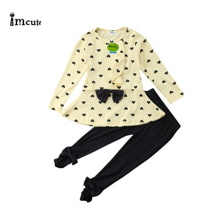 

Casual Kids Floral Round Neck T-Shirt Top Leggings Long Pants Suit