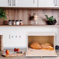 thumbnail image 2 of HOMEKOKO Vintage Large Wood Bread Box for Kitchen Counter, Retro Design Single Layer Bamboo Large Capacity Food Storage Bin (White), 2 of 7