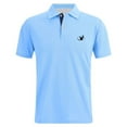 thumbnail image 2 of Polo Shirts for Men Work Business Slim Fit Short Sleeve Golf Casual Tops Button Up Collared Performance Moisture Wicking Mens T-Shirts Light Blue XXL, 2 of 6