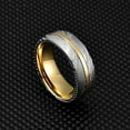 thumbnail image 3 of Wedding Ring Men Women. 8mm Polished Silver Damascus Band w/ Rose Gold Line, 3 of 6
