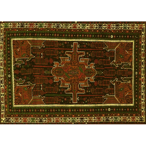 Ahgly Company Indoor Rectangle Persian Yellow Traditional Area Rugs, 8' x 12'