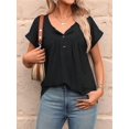 thumbnail image 4 of Women's Tops Dressy Casual Blouses Short Sleeve Shirts Clothing Summer Outfits Button Pleated Front Black S, 4 of 10