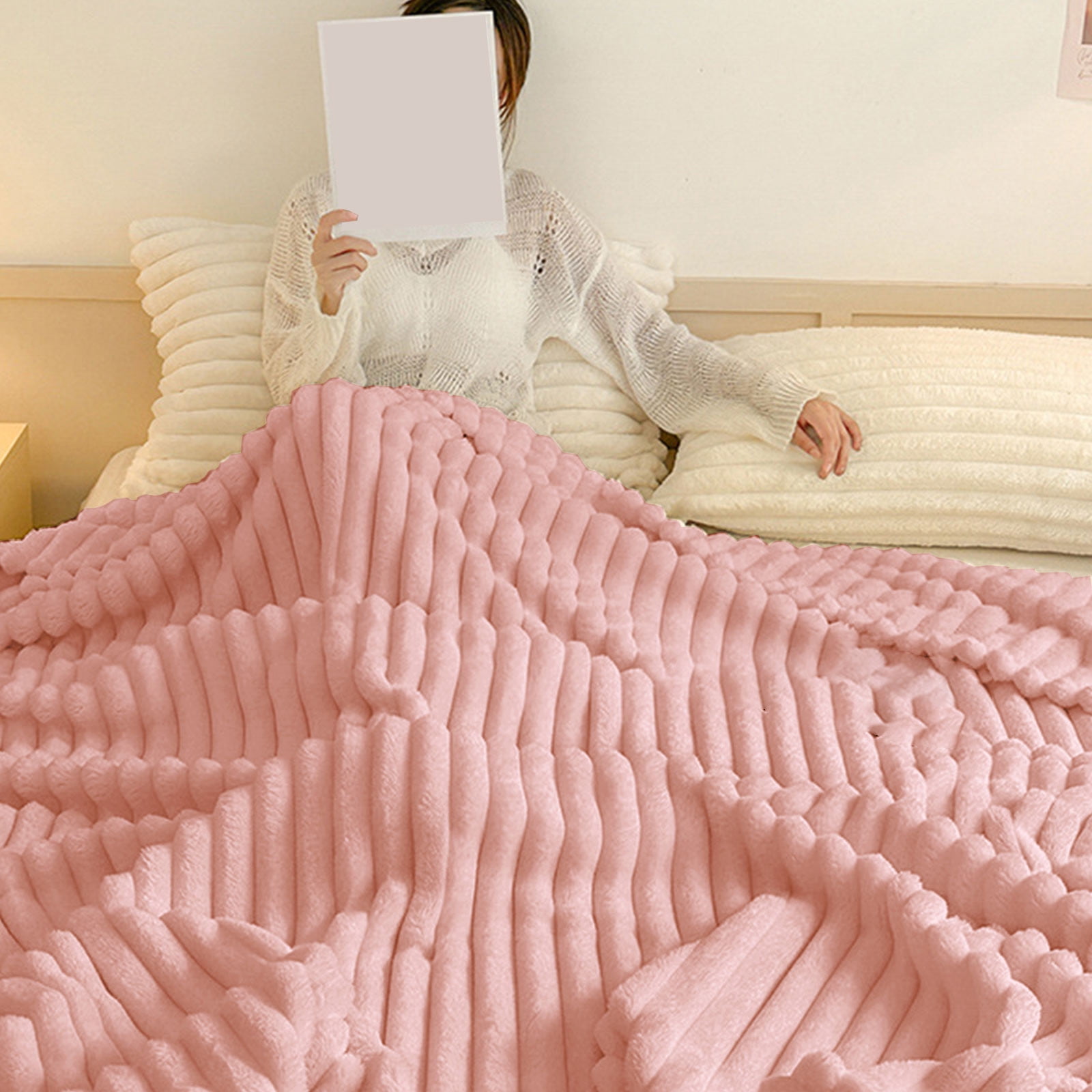 YIMWNYI Double Layer Raschel Blanket, Super Warm and Cozy Fleece for Winter Nights, Stylish Striped Design, Perfect for Beds, Sofas, and Cozy Moments