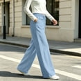 thumbnail image 6 of XuJwPNcy Pants for Women Casual Wide Leg Cotton Linen Pants with Pockets Solid Color Beach Travel Drawstring Trousers(Light Blue,XX-Large), 6 of 7