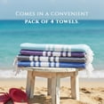 thumbnail image 6 of Occosa Turkish Cotton Beach Towel Pack of 4 & 1 Boho Tote Bag, Hammam Towels, No Shrink, Quick Dry, Lightweight, Sand Free, Camping, Pool, Beach Essentials, Blue, Gray, Purple, Navy (40"x70"), 6 of 7